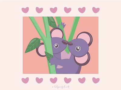 koalas in love animals cute flat illustration koala love vector