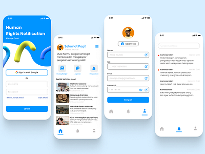 Redesign Human Rights Notification App 3d blue branding login mobiledesign ui uiux