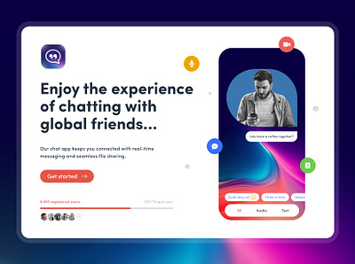 Chatting Application Landing Page app branding design landingpage layout login mobile mockup ui ux website