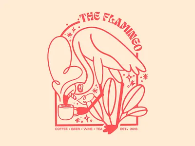 Loony Cartoony animal audobon beer bird coffee community cute drink flamingo freelance fun illustration joint procreate shirt smoke sparkles tea vector wine