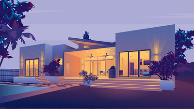 House in the evening light challenge figma graphic design house illustration