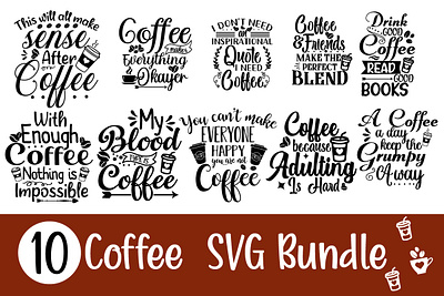 Coffee SVG Bundle| Typography Design branding coffe coffeefynnydesig funny funnydesign illustration print on demand svg svg design typography typography design ui