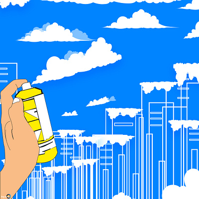 Spraycan Stories branding clouds graphic design illustration spray can ui