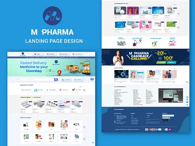 M Pharma Landing Page Design | Online Pharmacy Website Design app branding clean development graphic design interface landing logo medicine website online pharmacy typography ui uidesign ux uxdesign web app webdesign
