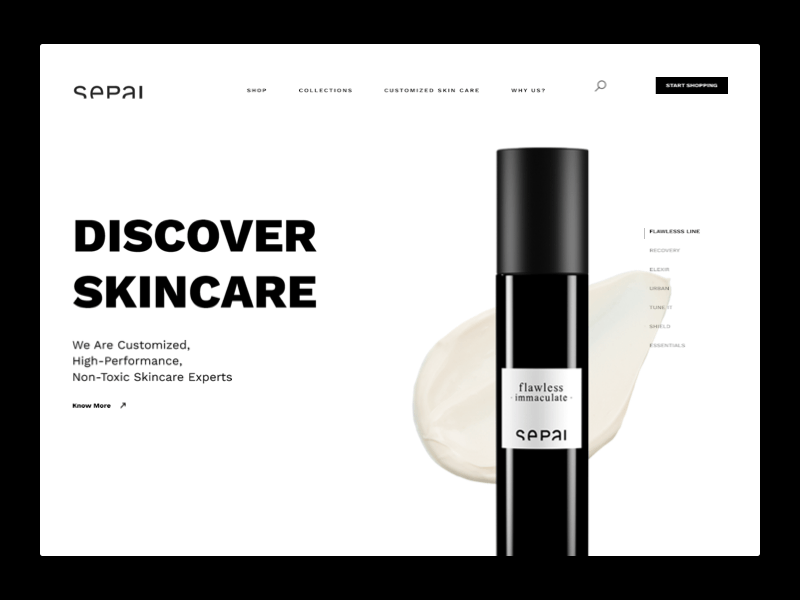 Skin Care Brand Website Concept animation design minimal principle prototyping skincare ui ui design uichallenge uidesign web