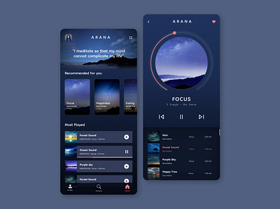 Meditation App Design animation meditation ui uichallenge ux