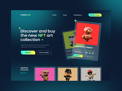 Cyberlan - NFT Marketplace Website nft nftmarketplace ui webdesign website