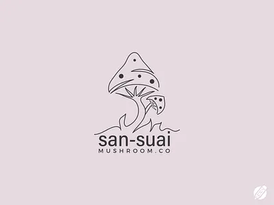 san-suai mushroom logo branding creative logo design euphoria food graphic design graphicmine illustration line art logo logo logo folio 2022 logo ideas magic mushroom nature plant typography vector