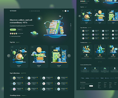 NFT Marketplace Website nft artwork nft design nft landing page nft marketplace design nft platform nft store nft ui ux nft web ui ux nft website nft website design non fungible token market user interface