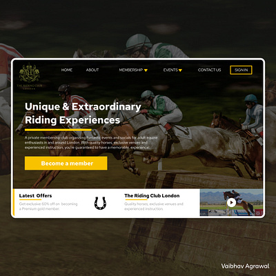 Riding Club Landing Page animal branding fast graphic design horse landing page logo race run ui