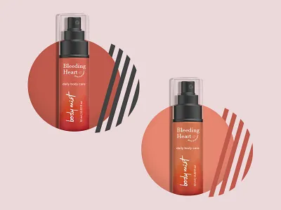 Body mist packaging - Bleeding Heart 3d animation body mist brand design branding creative design flat graphic design hotel toiletries illustration logo motion graphics packaging design packaigng rebranding ui vector