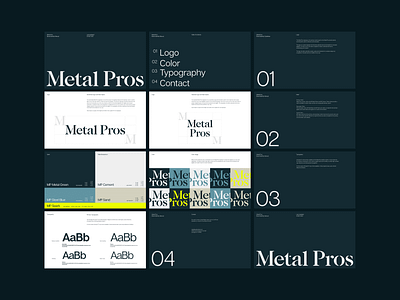 Metal Pros Brand Identity System brand design brand guidelines branding color color usage design graphic design identity identity system industrial industry logo metal minimal typography vector