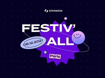 Spendesk Festiv'All 🦄 animation black hole branding design event festival glitch logo motion graphics planet purple shapes space spendesk star