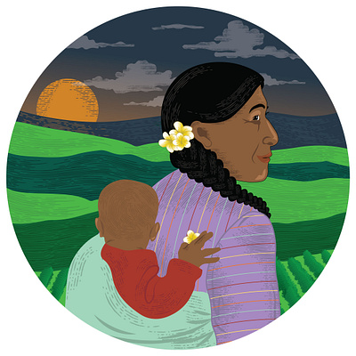 Central American Women Illustrations baby central america coffee coffee farm ethnic women field friends illustration woman woman and child women