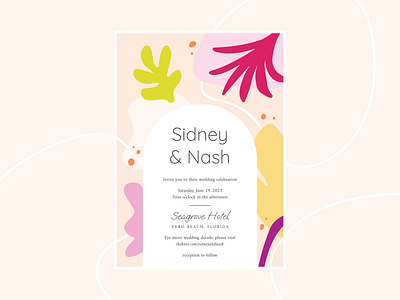 Abstract Botanical Wedding Invitation abstract abstract illustration botanical color color palette colorful floral flowers graphic design illustration illustrator invitation invite leaves plants print design procreate stationery wedding wedding invitation