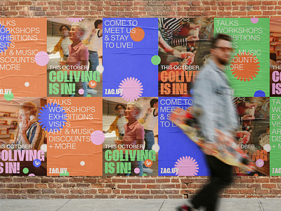 Zag's 'Coliving is in' campaign posters advertisement branding campaign coliving graphic design poster zag