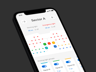 Stadium light control system mobile App UX UI Design. Dashboard app design light mobile stadium ui ux uxui