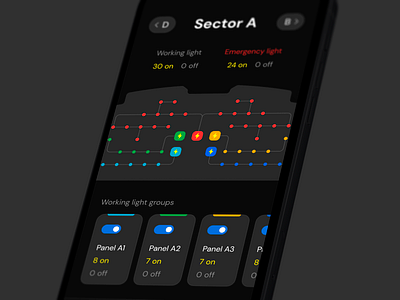 Stadium light control system mobile App UX UI Design app apple dark ios iphone light mobile stadium ui ux