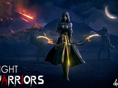 The Night Warriors artist artwork conceptual art dark art design dribbble glowing graphic design icon illustration logo manipulation art photoshop cc 2021 poster design prodessional vector warrior