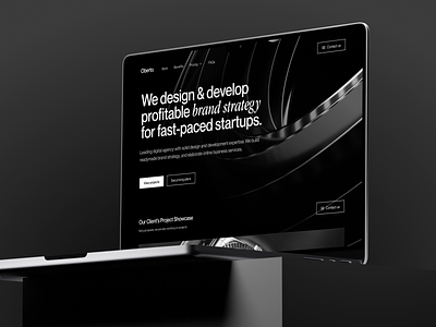 Oberto - Brand Design Agency agency brand design design grotesk landing page laptop minimalism mockup monochrome website