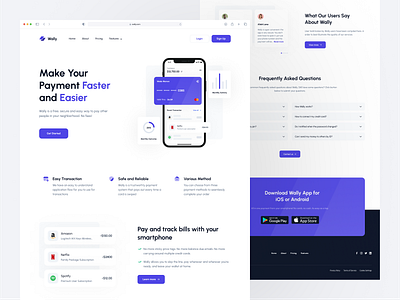 Wally - Landing Page bank branding design design system dipa inhouse finance financial fintech landing page loan money payment paypal ui ui design ux ux design wallet web design website