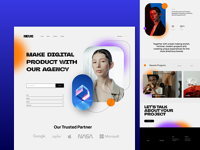 Neue - Creative Agency Landing Page branding creative agency design graphic design landing page presentation ui uiux web design