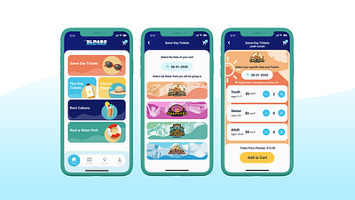 Water Parks Ticket Purchasing UX/UI Mobile App design graphic design mobile app ui ux uxui