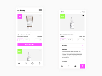 The Ordinary cosmetics mobile app app concept cosmetic cosmetics design mobile mobileapp onlineshop onlinestore pink shop store theordinary ui ux