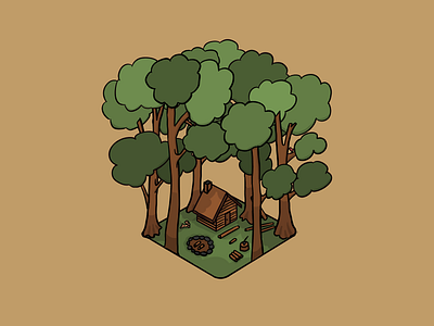 a cabin in the forest 3d 90s cartoon bunny cabin chopping fire forest green hare illustration lot plot wood woodpecker woods
