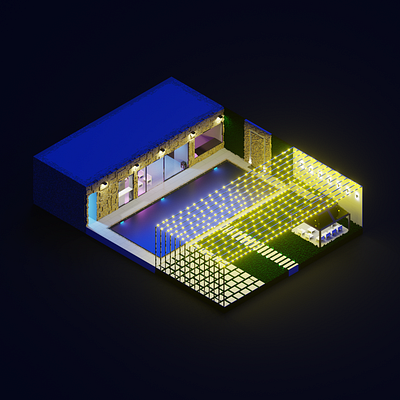 Pool Party 3d architecture lights magicavoxel party pool voxel