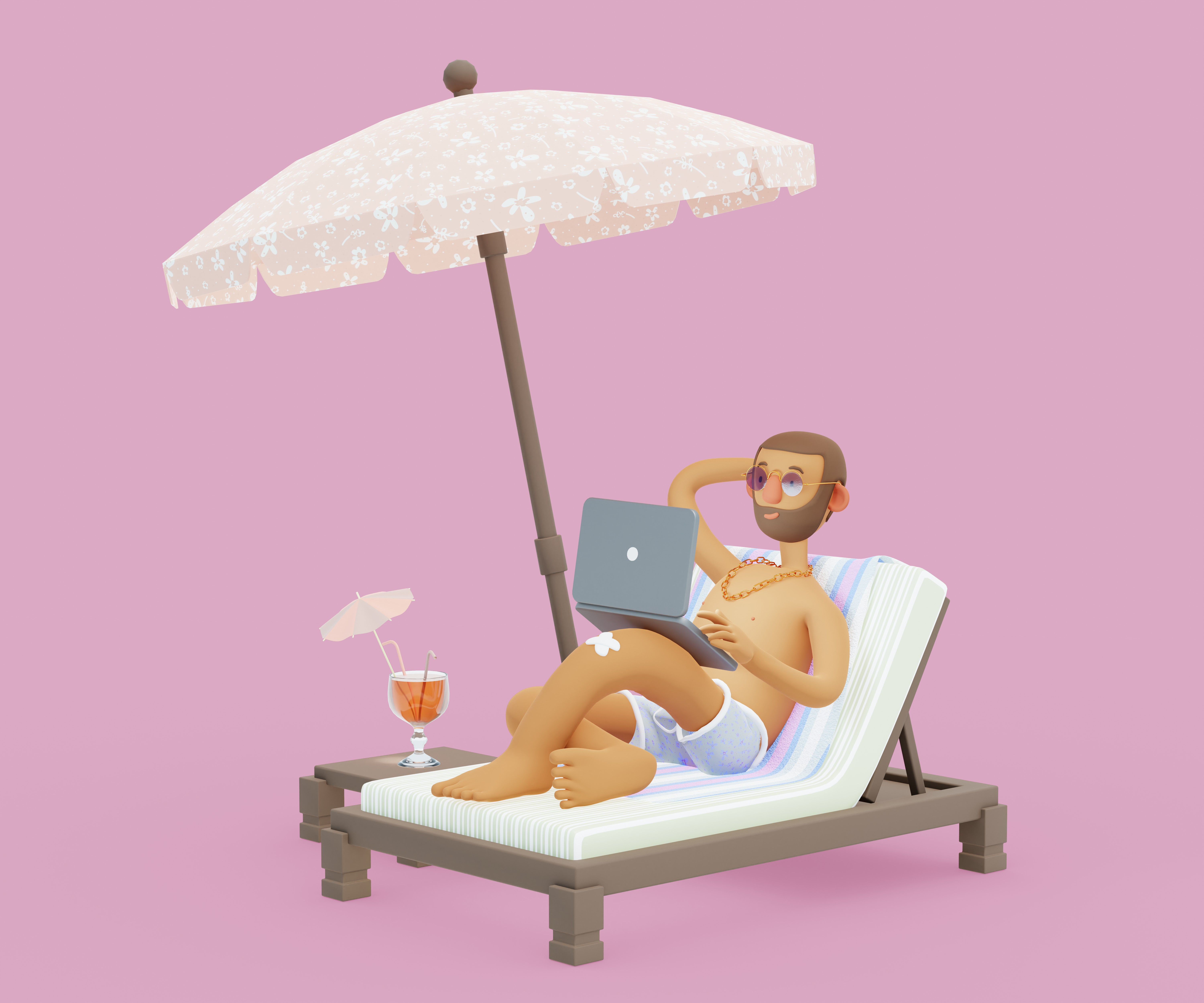 Example of 3d character Freelancer at the sea