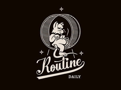 Routine Daily design doodle drawing hamster wheel illustration lettering logo rat rat race routine typography vector