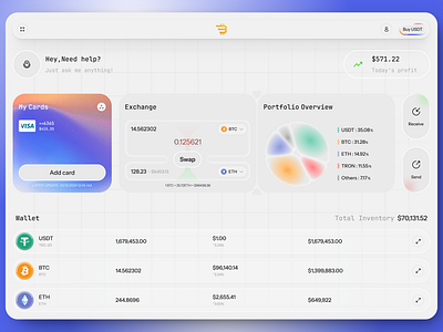 Crypto Dashboard UI Concept crypto cryptodashboard dashboard fintech glassmorphism neumorphism ui webapp