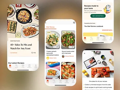 Shef Stories - Recipe App with Meal Planner app recipe chef chef stories clean layout cookbook cookin g cooking timers design food app meal planner mobile app modern ui nutritional data pasta recipe app recipe categories sharing spinach ui ux