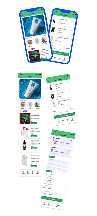 Ledora Shopping App Design app design figma uiux web design