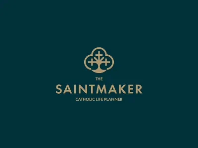 The Saintmaker Logo Design brand branding catholic christ christian church cross design faith holy icon logo logodesign minimal saint smart logo tree