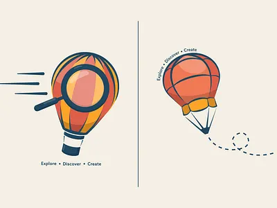 Hot air balloon logo concepts branding design digital design graphic design hot air balloon hot air balloon logo illustration logo logo concepts logo design magnifying glass pencil logo vector vector art