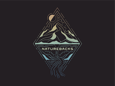 Snow Melt / Spring 2022 apparel brand branding climbing diamond gradient illustration josh warren line art minimal mountain nature outdoors river sun surreal trees trippy waterfall