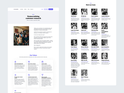 Our team about about our team about us company values customer interviews customer research democratizing customer research mission our team our values panel management
