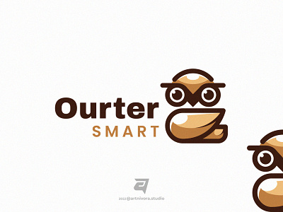 Ourter Smart aowl artnivorastudio bird branding color design graphic design illustration logo logo awesome logo inspiration mascot modern ourter simple smart vector