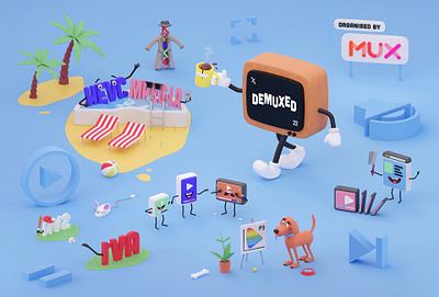 Demuxed 22 3d elements 3d character character design conference illustration landing page website