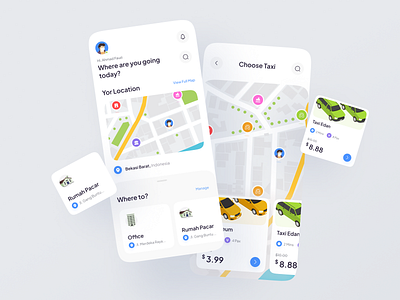 GassKeun Taxi - Taxi App 🚕 app app design car car app car ride clean design flat illustration maps minimal minimalist mobile ride taxi taxi booking taxi booking app uber app uber clone ui