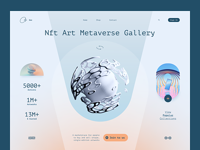 Gee — NFT Art Metaverse Gallery 3d art design graphic design landing metaverse nft trend ui uiux ux web