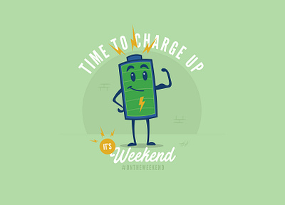 Charge your battery, it's weekend! alive battery character characterart characterdesign characterdrawing charge design digitalart energetic energy graphic design graphic designer illustration illustrator loading powerup relaxing vector weekend