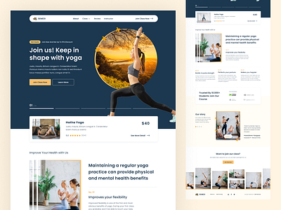 Yoga Landing Page - Semedi app blue branding dark dashboard design illustration landing page logo semedi ui ux web yellow yoga