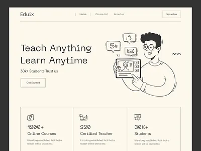 e-Learning Website Design class clean course courses e learning education education website learning learning online minimal online online course online school online university study teaching trend ui design uiux website design