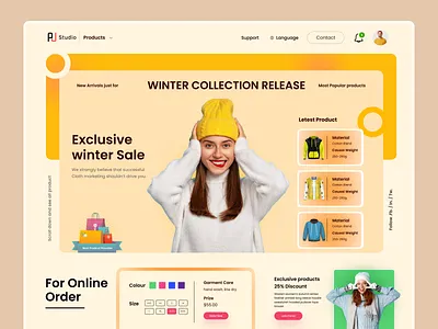 Winter Sales Shop Landing Page christmas offer cloth clothing line ecommerce fashion blogger fashiondesigner homepage interface jacket landing page menswear online shopping outfits web design website winter winter cloth winter sale women fashion