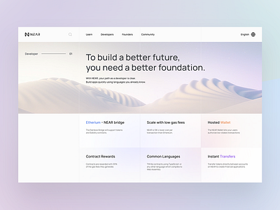 Near UI design 3d ar branding crypto developer future hightech landing landscape meta metaverse near simple site typeface ui ux vr web world