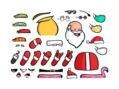 Santa parts branding cartoon character christmas cute design gifts icon icon set illustration new year nft parts santa santa claus smile snow vector winter xmas