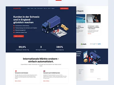 📦 Exporto Redesign isometric landingpage logistic ui ux webdesign webflow website